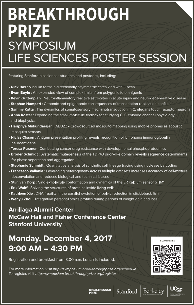 Postdocs Stephan Hamperl and Niclas Olsson represent CSB at the Breakthrough Prize Symposium Life Sciences Poster Session